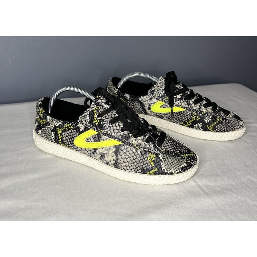 Tretorn Nylite 41 Plus Shoes Womens Size 9.5 Snake Print Neon Yellow Leather - Picture 4 of 16